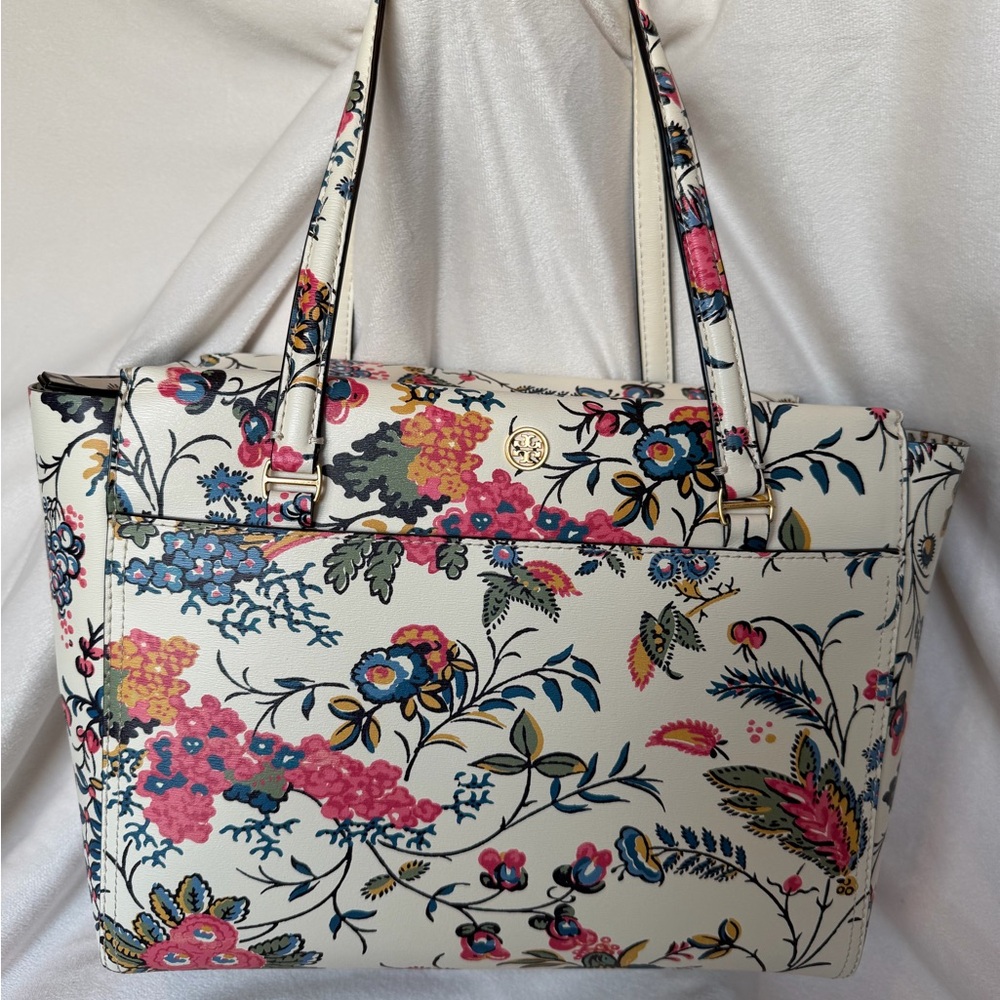 Tory Burch Cream Floral Weekender Tote